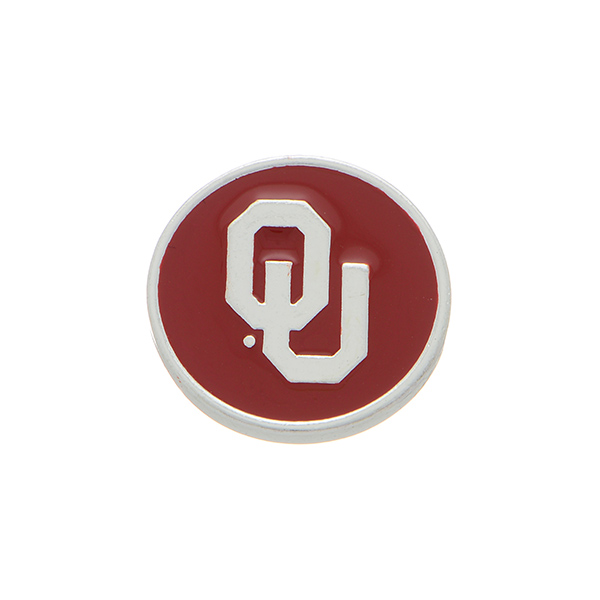 Wholesale silver officially licensed Oklahoma University snap charm stamped OU S