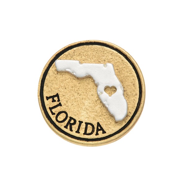 Wholesale two snap charm state Florida cutout heart stamped Florida Snap jewelry