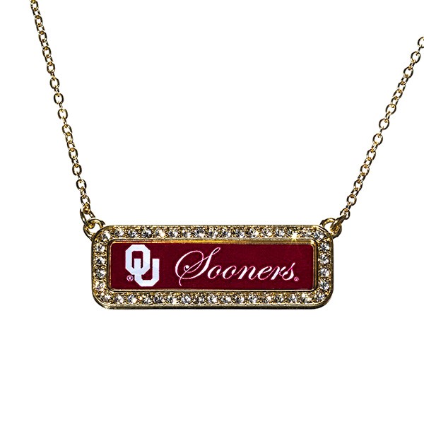 Wholesale officially licensed Gold necklace Oklahoma symbol Sooners written rect