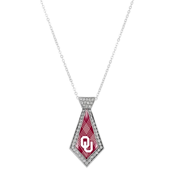 Wholesale officially licensed silver necklace tie Oklahoma University logo clear