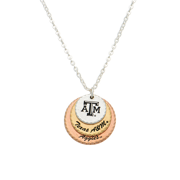 Wholesale silver officially licensed collegiate necklace three mixed metal disk