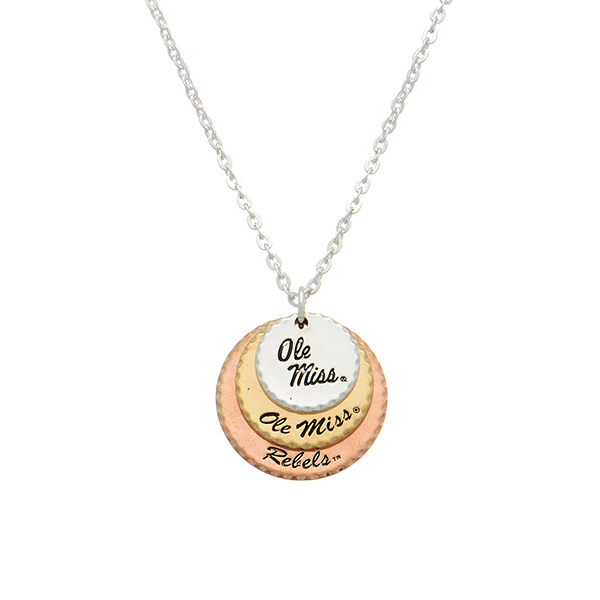 Wholesale silver officially licensed collegiate necklace three mixed metal disk