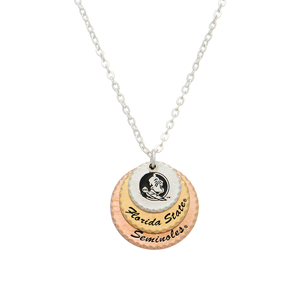 Wholesale silver officially licensed collegiate necklace three mixed metal disk