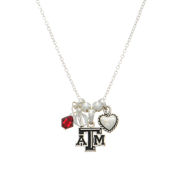 Wholesale silver officially licensed collegiate necklace Texas M charm