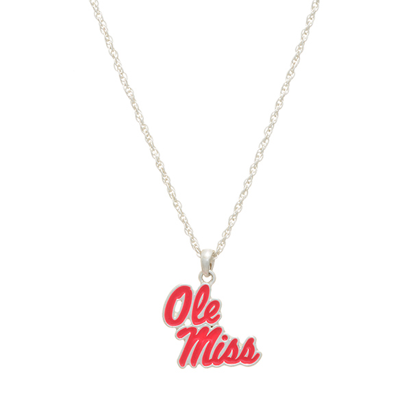 Wholesale silver officially licensed collegiate necklace University Mississippi