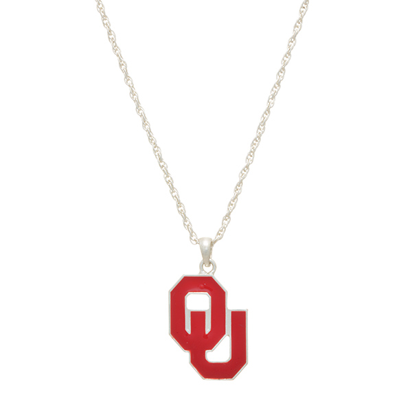 Wholesale silver officially licensed collegiate necklace University Oklahoma cha