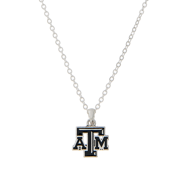 Wholesale silver necklace officially licensed Texas M University pendant