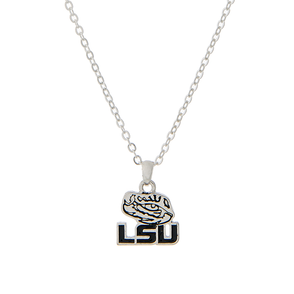 Wholesale silver necklace officially licensed Louisiana State University pendant