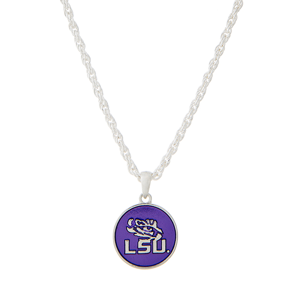 Wholesale silver necklace purple officially licensed Louisiana State University