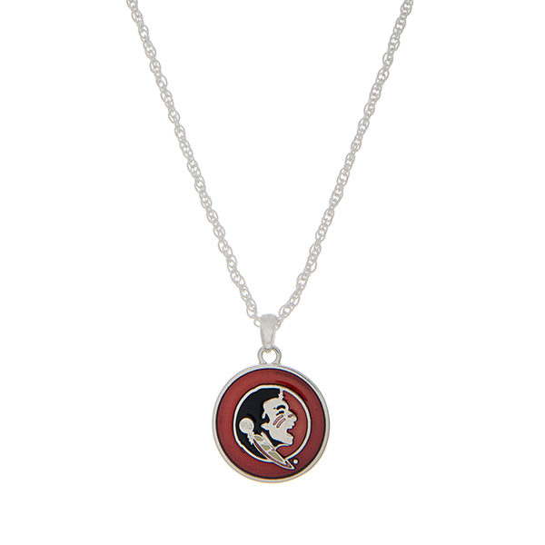 Wholesale silver necklace garnet officially licensed Florida State Seminoles pen