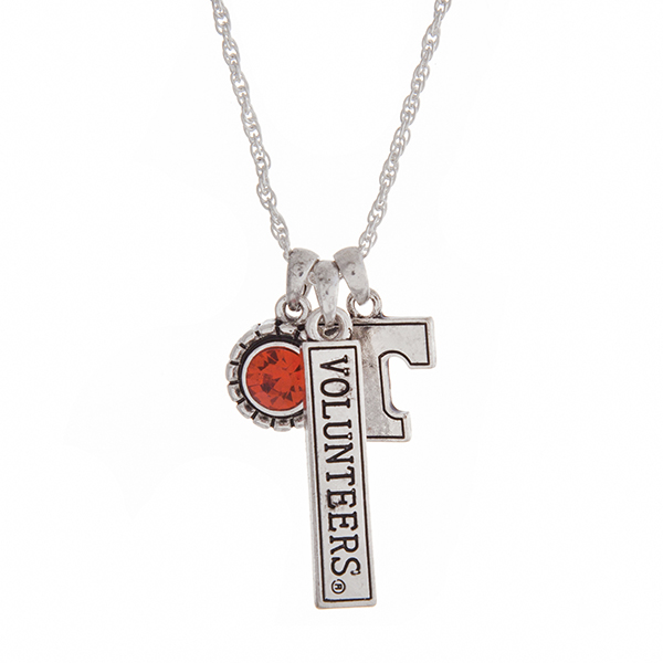Wholesale officially licensed University Tennessee silver necklace orange rhines