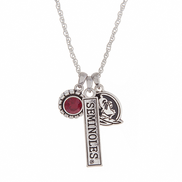 Wholesale officially licensed Florida State University silver necklace purple rh