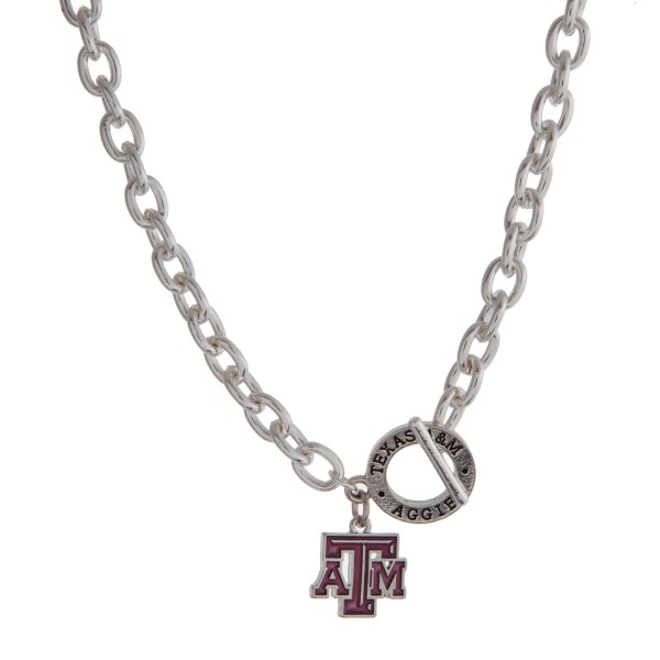 Wholesale silver officially licensed Texas M University toggle necklace logo cha