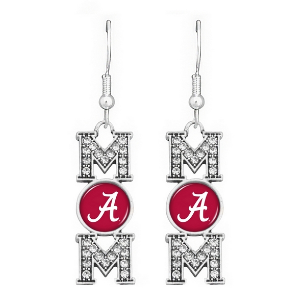 Wholesale officially licensed Silver fish hook earrings MOM written Alabama logo