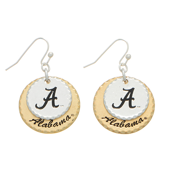 Wholesale mixed metal officially licensed collegiate earrings two disk stamped A