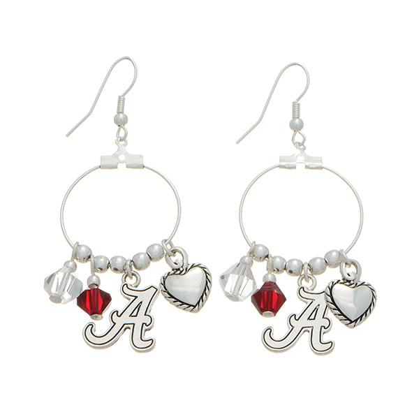 Wholesale silver officially licensed fishhook earrings Alabama charm