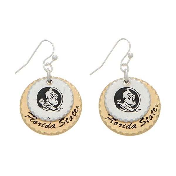 Wholesale silver officially licensed collegiate fishhook earrings two mixed meta