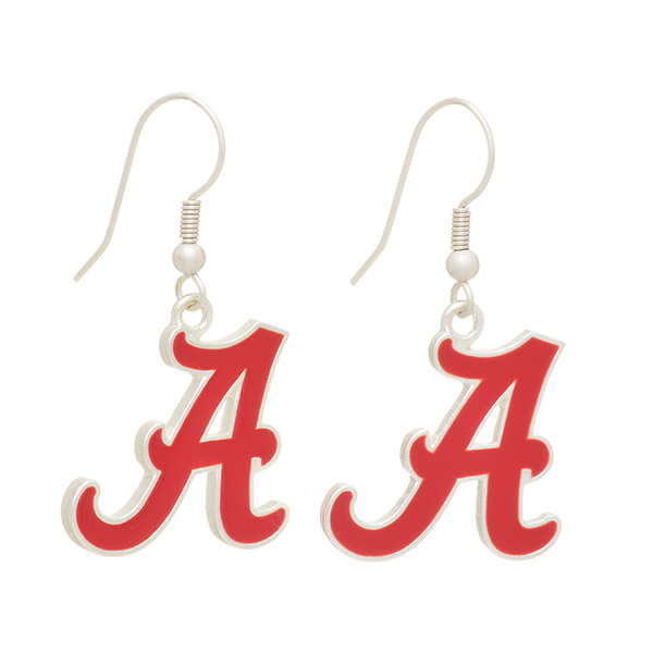 Wholesale silver officially licensed fishhook earrings University Alabama logo