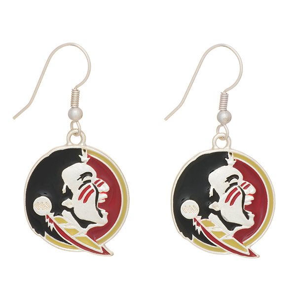 Wholesale silver officially licensed fishhook earrings Florida State Seminoles