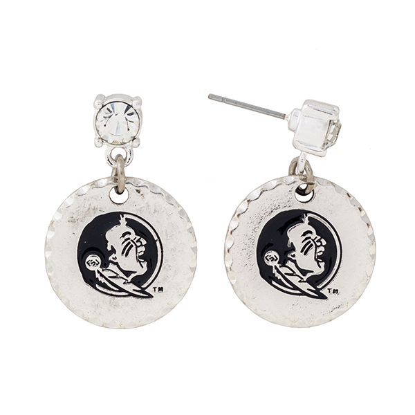 Wholesale silver post earrings rhinestone dangling officially licensed Florida S