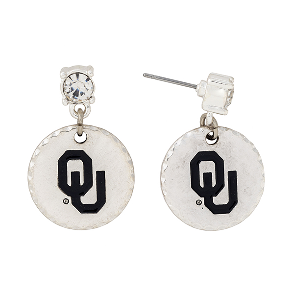 Wholesale silver post earrings rhinestone dangling officially licensed Universit