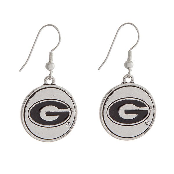 Wholesale officially licensed University Georgia silver fishhook earrings circle