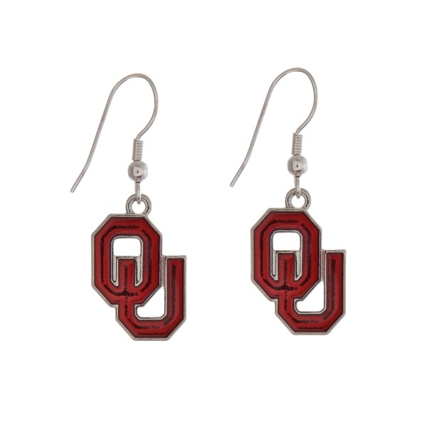 Wholesale silver officially licensed University Oklahoma earrings displaying log