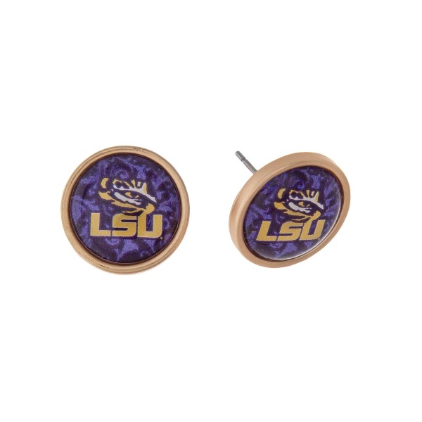 Wholesale gold officially licensed LSU stud earrings exclusive