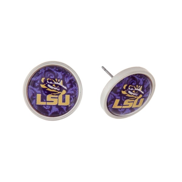 Wholesale silver officially licensed LSU stud earrings exclusive