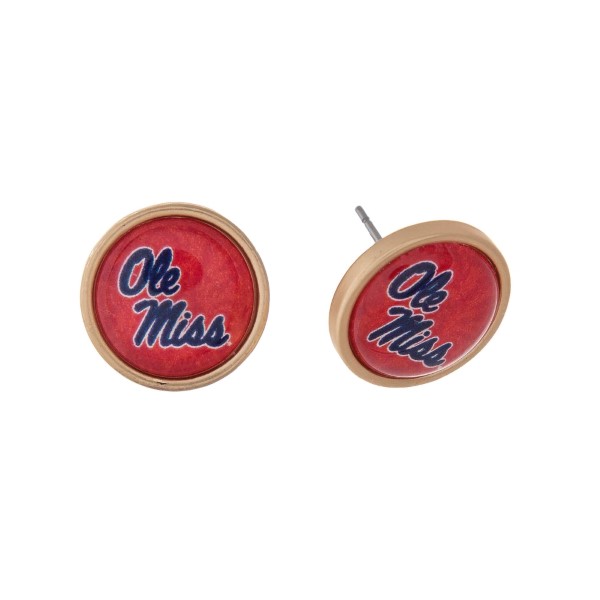 Wholesale gold officially licensed Ole Miss stud earrings exclusive