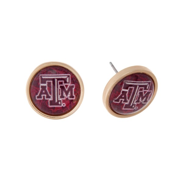 Wholesale gold officially licensed Texas M University stud earrings exclusive