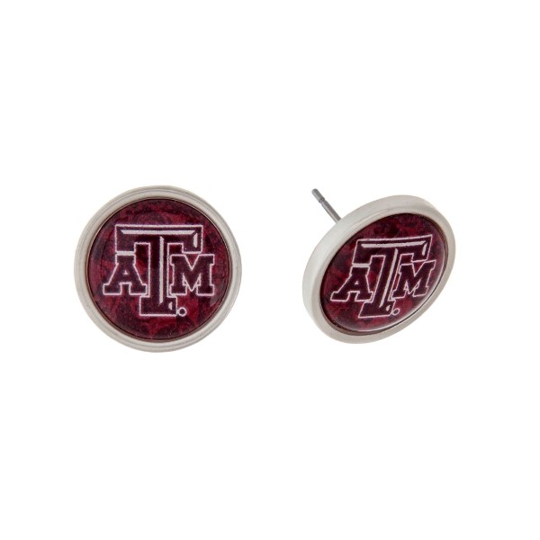Wholesale silver officially licensed Texas M University stud earrings exclusive