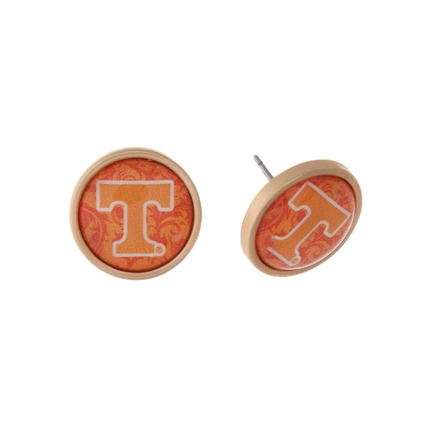 Wholesale gold officially licensed University Tennessee stud earrings exclusive