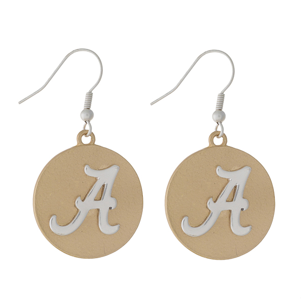 Wholesale officially licensed two fishhook earrings University Alabama logo diam