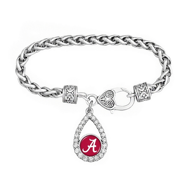 Wholesale officially licensed University Alabama silver braid rope chain teardro