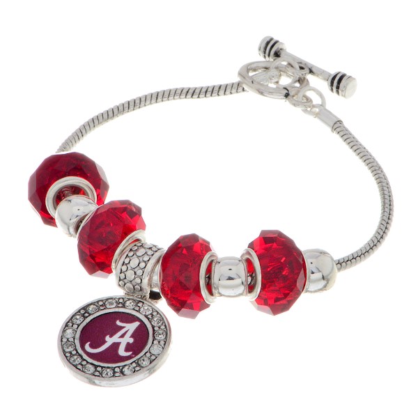 Wholesale officially licensed Silver toggle closure charm bracelet Alabama logo