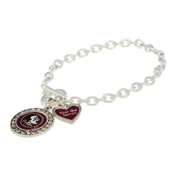Wholesale silver officially licensed toggle bracelet Florida State logo clear cr