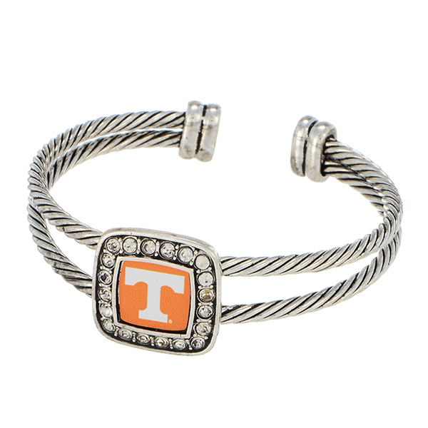 Wholesale silver officially licensed cuff bracelet Tennessee logo clear crystal