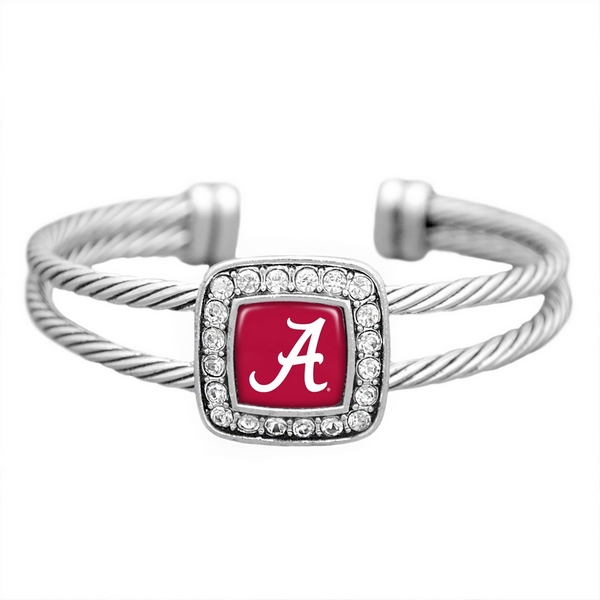 Wholesale silver officially licensed cuff bracelet Alabama logo clear crystal rh