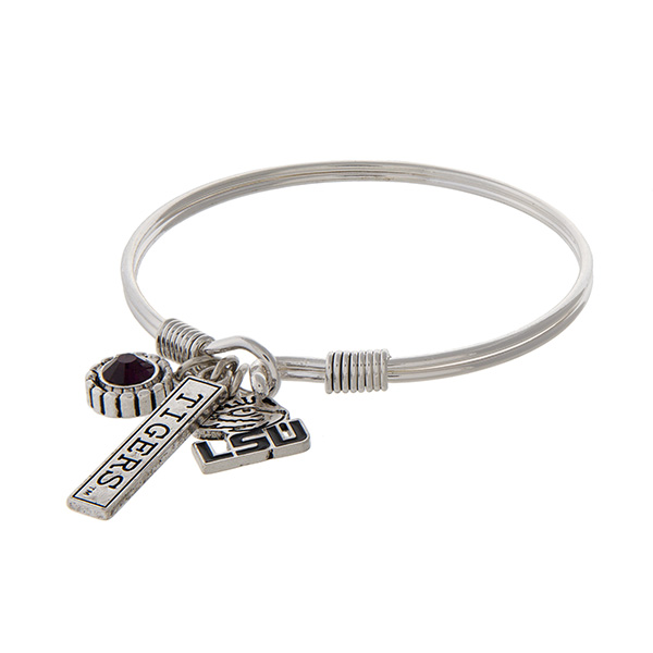 Wholesale officially licensed Louisiana State University silver bracelet purple