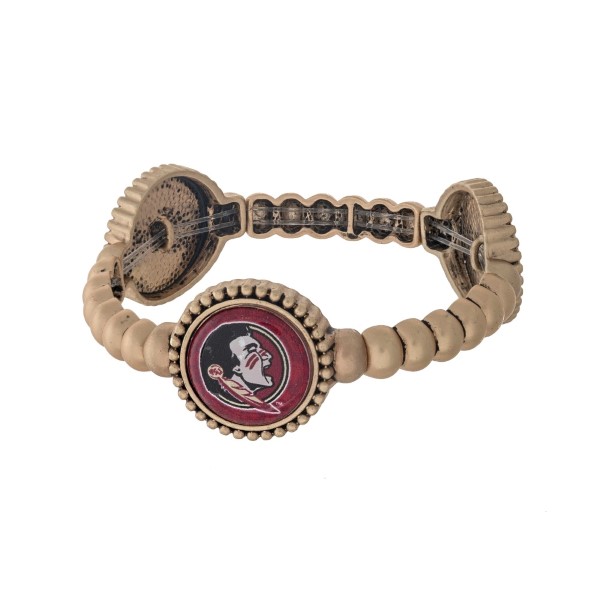 Wholesale officially licensed gold Florida State University stretch bracelet thr