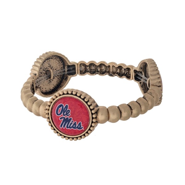 Wholesale officially licensed gold Ole Miss stretch bracelet three stations own