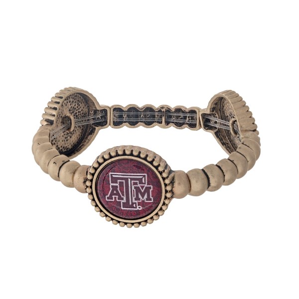 Wholesale officially licensed gold Texas M University stretch bracelet three sta