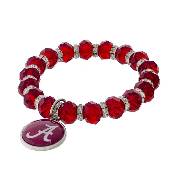 Wholesale officially licensed University Alabama stretch bracelet clear rhinesto