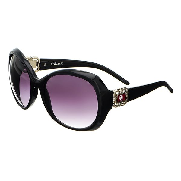Wholesale black plastic frame Chantilly sunglasses Oklahoma logos crystal clear